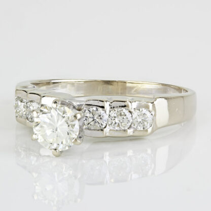 14k White Gold Diamond Engagement Ring Band - Image 2