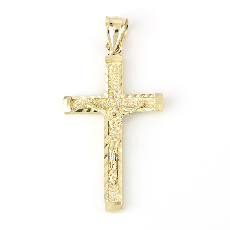 14k Yellow Gold Religious Jesus Christ Crucifix Pendant Charm - A&V Pawn