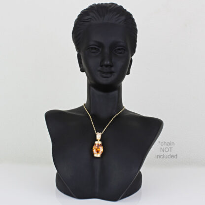 18k Yellow Gold Synthetic Orange Gemstone Charm Pendant - Image 4