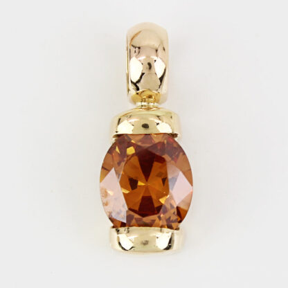 18k Yellow Gold Synthetic Orange Gemstone Charm Pendant - Image 5