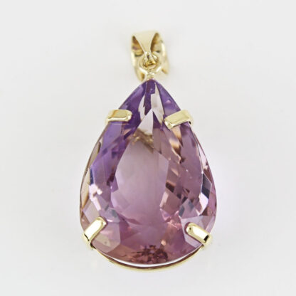 14k  Yellow Gold Teardrop Amethyst Statement / Anniversary / Birthstone Pendant - Image 5