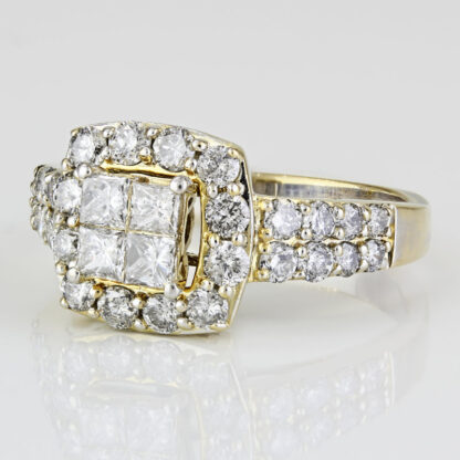 10k White Gold Princess + Round-cut Diamond Halo Anniversary Ring - Image 3