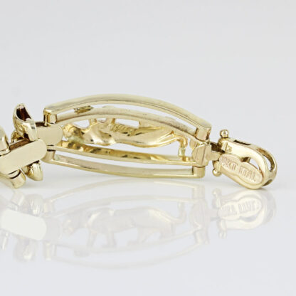 14k Yellow Gold Large Cat / Panther Link Bracelet (Italy) - Image 3