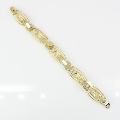 14k Yellow Gold Large Cat / Panther Link Bracelet (Italy) - Image 7