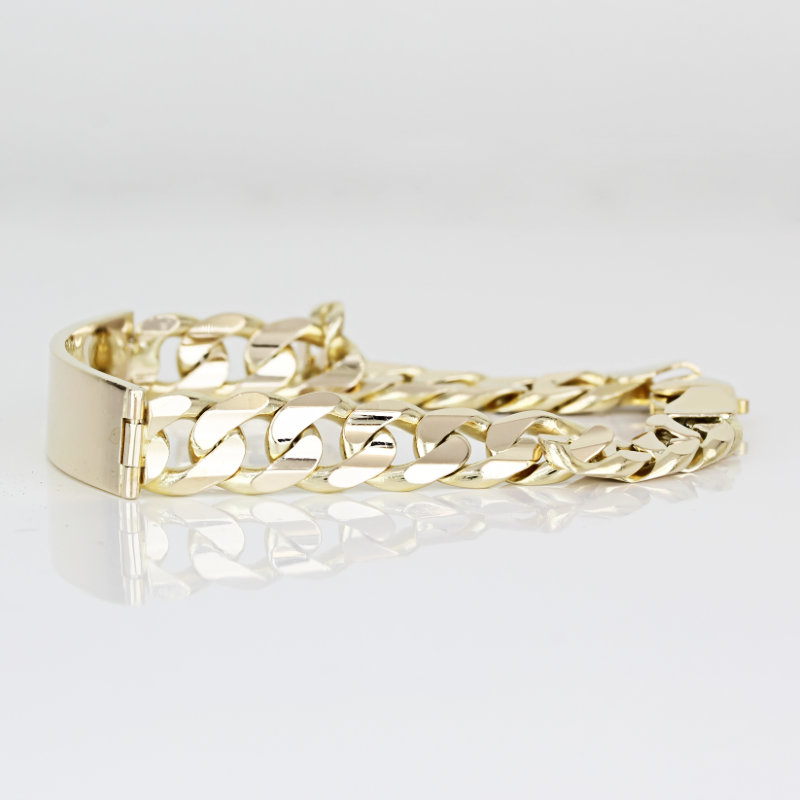 Made in Italy Men's Curb Chain ID Bracelet in 14K Gold - 8.5