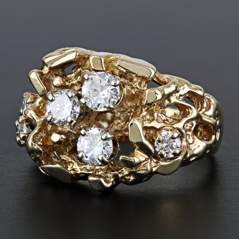 Vintage 14k Rose Gold Diamond Nugget Cocktail Ring by Magic Glo - A&V Pawn