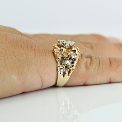 Vintage 14k Rose Gold Diamond Nugget Cocktail Ring by Magic Glo - Image 6