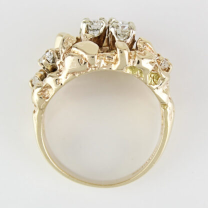 Vintage 14k Rose Gold Diamond Nugget Cocktail Ring by Magic Glo - Image 8