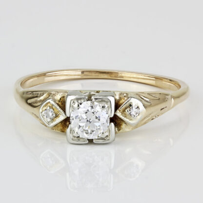Vintage 14 Karat Yellow Gold Diamond Bridal Wedding / Engagement Ring