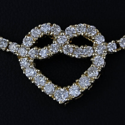 14k Yellow Gold Diamond Heart Knot Anniversary Necklace