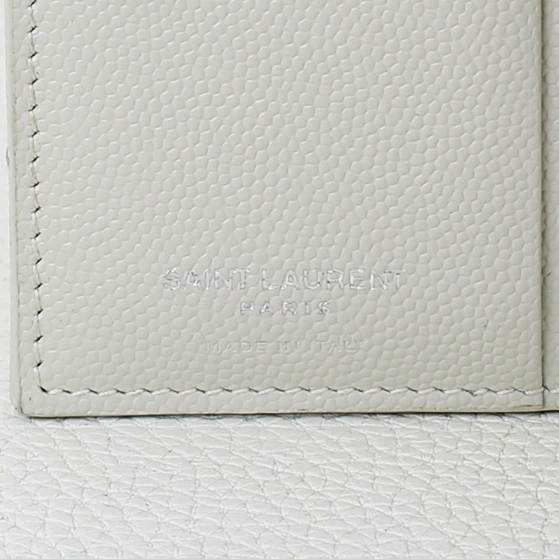 SAINT LAURENT Cassandre Grain De Poudre Matelasse Monogram Zipped Card Case  Cream - A&V Pawn