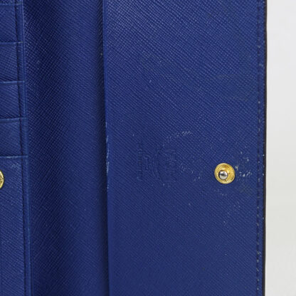 MCM Blue Monogram Embossed Leather Trifold Long Wallet