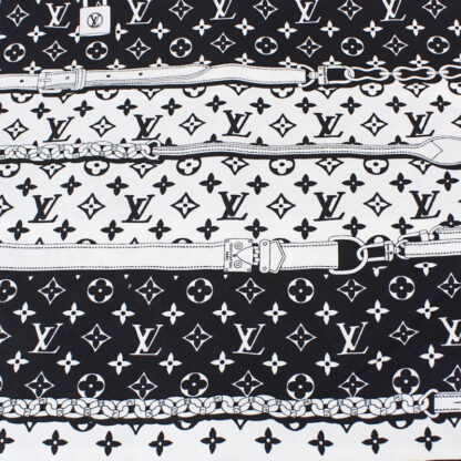 Louis Vuitton Silk Monogram Confidential Square Scarf Black & White