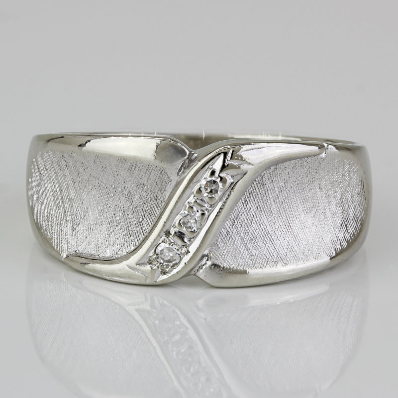Vintage 14k White Gold + Diamond Anniversary Band Wedding Ring