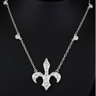 Platinum + Diamond Fleur De Lis Choker Necklace