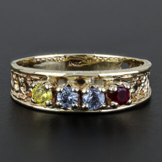 Vintage 14k Yellow Gold Ruby + Spinel Mother's Ring Band
