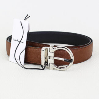 Gancini Embellished Leather Belt in Black - Ferragamo