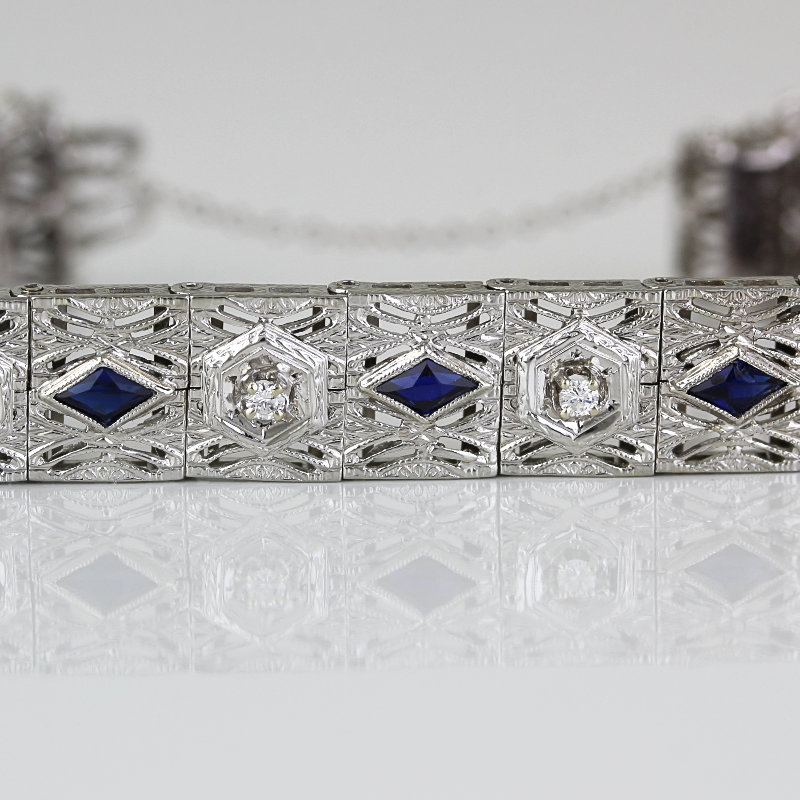 L'Arc Voyage Charm PM, 18K White Gold with Galerie Diamonds on Silk Cord Bracelet Caraïbes