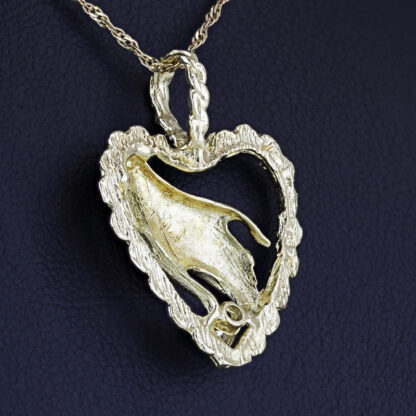 14k Yellow Gold Diamond Heart & Hand Holding Jewel Pendant Charm - Image 3