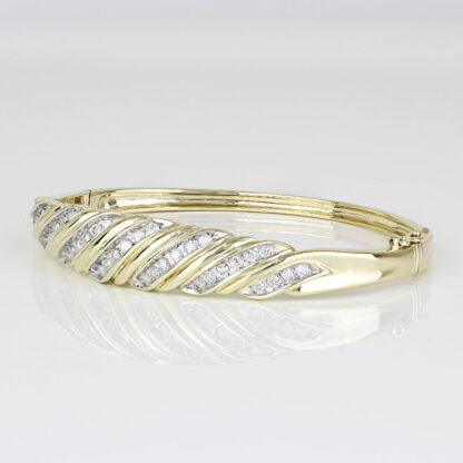 10k Yellow Gold Diamond Wave Anniversary Bangle Bracelet by Heng Ngai - Image 3