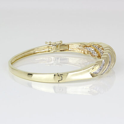 10k Yellow Gold Diamond Wave Anniversary Bangle Bracelet by Heng Ngai - Image 4