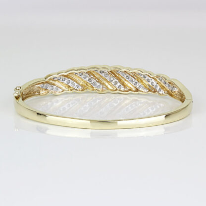 10k Yellow Gold Diamond Wave Anniversary Bangle Bracelet by Heng Ngai - Image 5