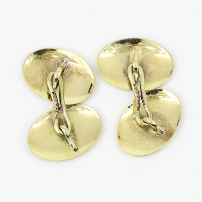 1920s French Art Deco Platinum + 18k Yellow Gold Etched Cufflinks - Image 2