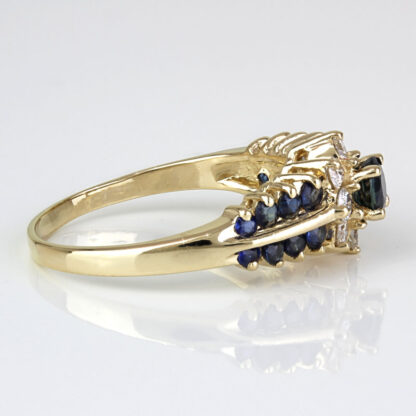 14k Yellow Gold Blue Spinel + Diamond Halo Engagement / Anniversary Ring - Image 3