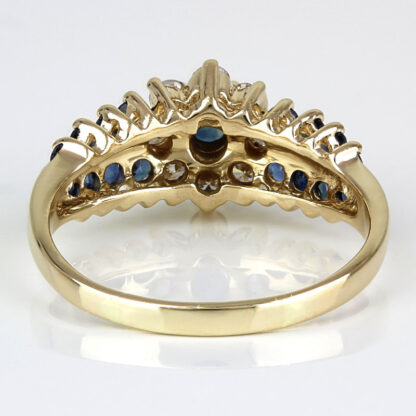 14k Yellow Gold Blue Spinel + Diamond Halo Engagement / Anniversary Ring - Image 4