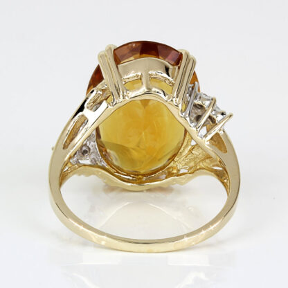 Vintage 14k Yellow Gold Oval Citrine + Diamond Anniversary / Cocktail Ring - Image 5