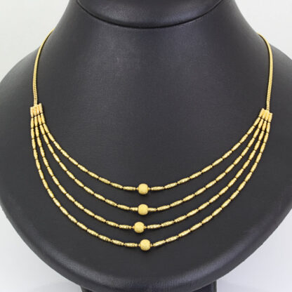 Adjustable 22k Yellow Gold 4-Strand Diamond-cut Beaded Necklace