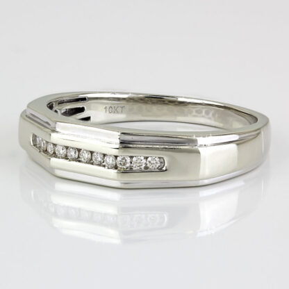 10k White Gold Men's Diamond Anniversary Band Wedding Ring - Image 2