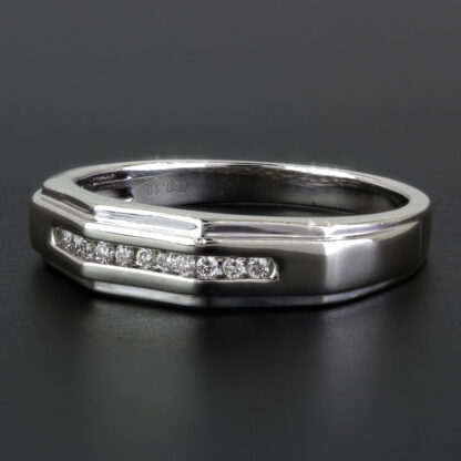 10k White Gold Men's Diamond Anniversary Band Wedding Ring - Image 5