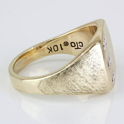 Vintage Men's 10k Yellow Gold Diamond Signet Ring by Tanner Jewelry Co. (1960's) - Image 4