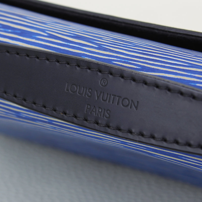 Vintage Louis Vuitton blue epi envelope style clutch bag with gold