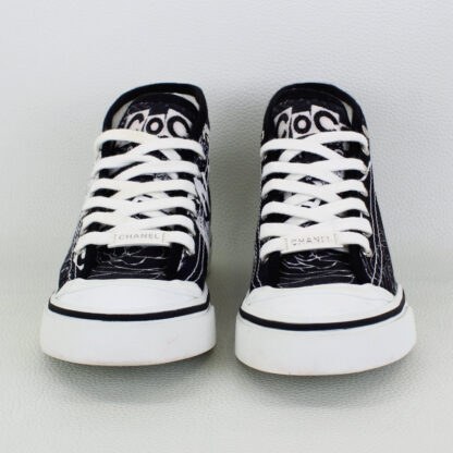 Chanel Graffiti Printed Fabric High Top Logo Sneakers