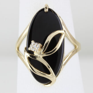 Ever Blossom Brooch, Yellow Gold, Onyx & Diamonds - Jewelry