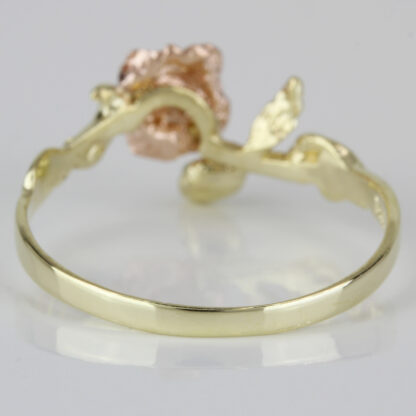 14k Two-Tone Rose Flower and Leaves Ring - Image 5