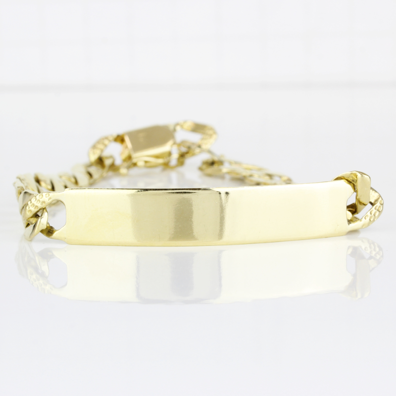 Large 14k Yellow Gold Mesh Link Identification ID Bracelet - A&V Pawn