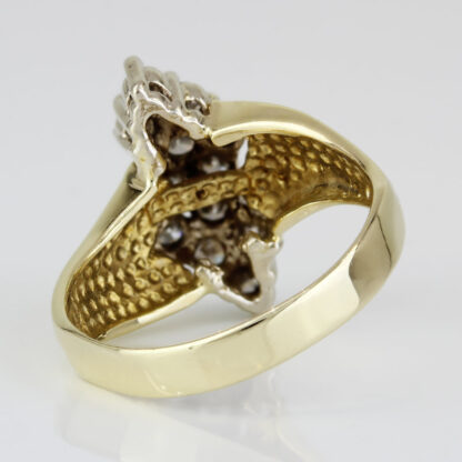 14k Yellow Gold 1-Carat Diamond Cluster Waterfall Cocktail Ring - Image 4