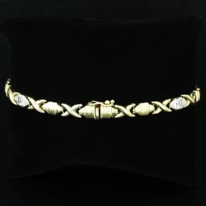 14K Two-Tone Gold 'XOXO' CZ Bracelet - Image 4