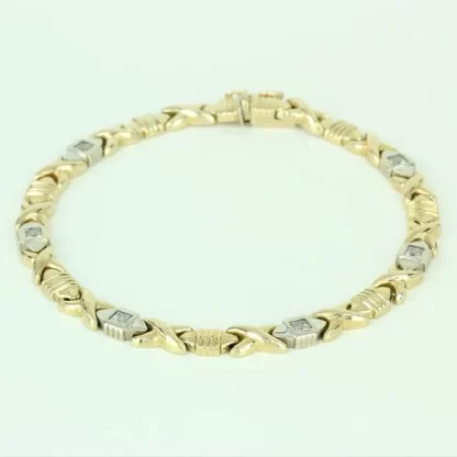 14K Two-Tone Gold 'XOXO' CZ Bracelet