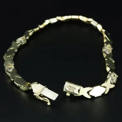 14K Two-Tone Gold 'XOXO' CZ Bracelet - Image 5