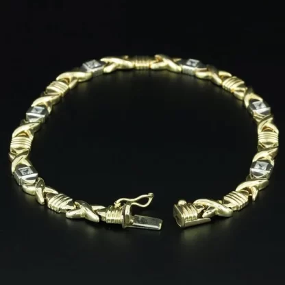 14K Two-Tone Gold 'XOXO' CZ Bracelet - Image 6