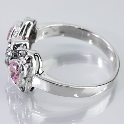 Sterling Silver Pink Gemstone Bow Ring - Image 7