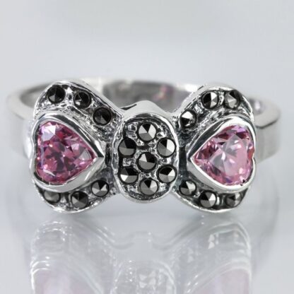 Sterling Silver Pink Gemstone Bow Ring