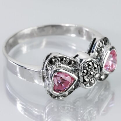 Sterling Silver Pink Gemstone Bow Ring - Image 3