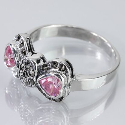 Sterling Silver Pink Gemstone Bow Ring - Image 5