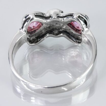 Sterling Silver Pink Gemstone Bow Ring - Image 8