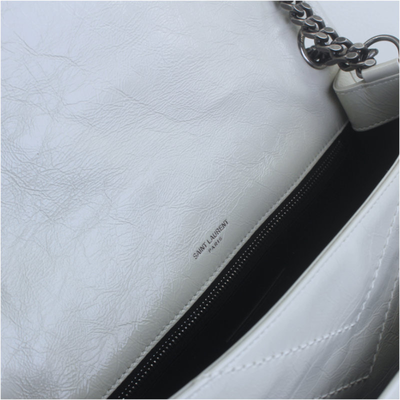 Yves Saint Laurent Black Crinkled Calfskin Leather Baby Niki Bag